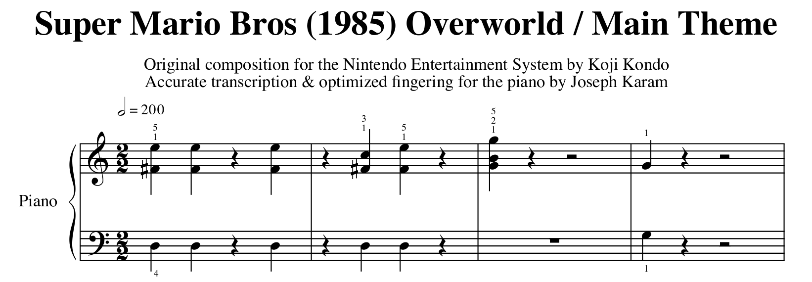 Super Mario Bros Sheet Music